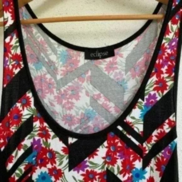 Eclipse black sides and printed insert maxi dress M - Picture 10 of 11